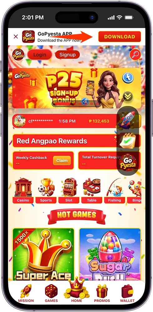 Go Pyesta APK Download Banner With Download Button On Official Website
