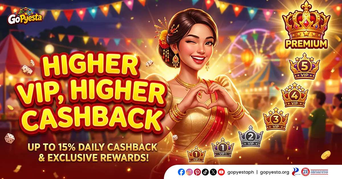 Go Pyesta Cashback Bonus VIP Tier Badges Showing Higher Rewards At Higher Levels