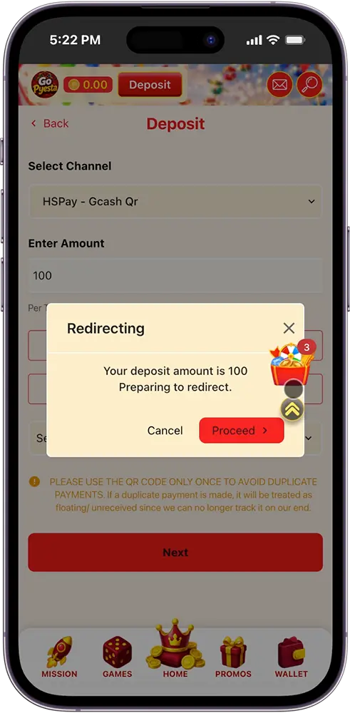 Go Pyesta GCash Deposit Confirming Your Transaction